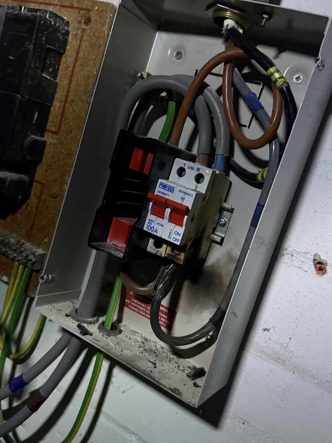 Burnt main switch, found and replaced